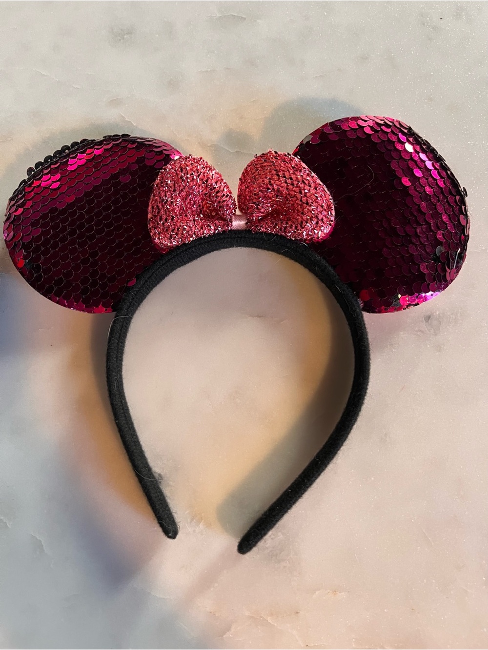Magenta Sequin Minnie Mouse Style Ear Headband
